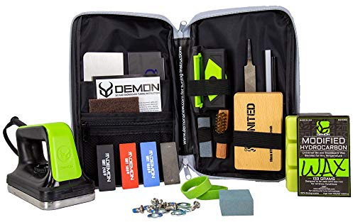 Demon Mechanic Elite X Ski Tuning Kit & Snowboard Tuning Kit mit Ski Wax Iron Ski & Snowboard Wax & Demon Elite X Ski & Snowboard Edge Tuner w/Diamond Feilen