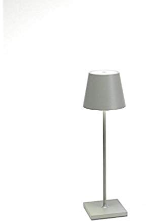 Zafferano Poldina-Wiederaufladbare LED-Tischleuchte, Dimmbar, Aluminiumgehäuse, Höhe 38 cm, Schutzart IP54, für den Außen-/ Innenbereich Geeignet, EU-Stecker-Salbeigrün, 2.2 W