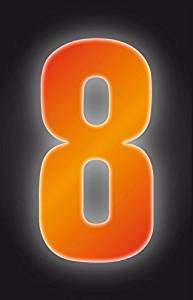 Rowan 3 x Self Adhesive Wheelie Bin Numbers 17cm - 8 - High Visibility Orange