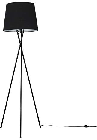 MiniSun | Modern Gloss Black Metal Floor Lamp with a Black Tapered Shade | Floor Lamps & Torchieres, Home Décor & Improvement Essential