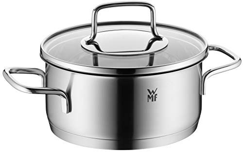 WMF Merano Kochtopf groß 24cm, Glasdeckel, Bratentopf Induktion 4,8l, Cromargan Edelstahl poliert, unbeschichtet