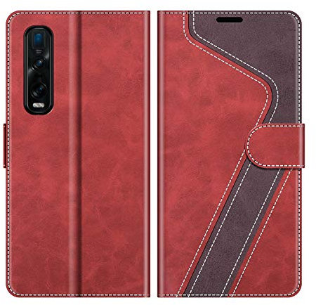 MOBESV Funda para OPPO Find X2 Pro, Funda Libro Magnético Carcasa para OPPO Find X2 Pro Funda con Tapa, Rojo