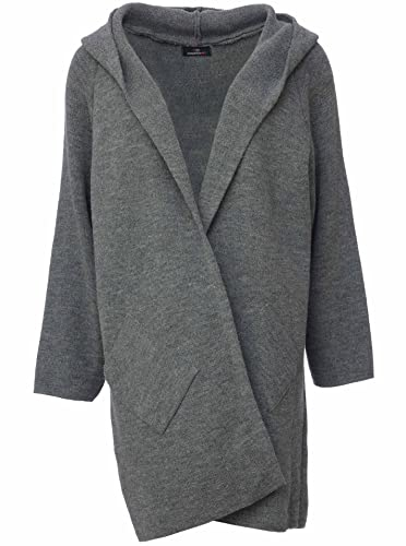 Zwillingsherz Strickjacke Cardigan für Damen - Hochwertiger Mantel Überwurf warm kuschelig weich mit Kapuze - Cape Umhang Strick Frühjahr Herbst Winter