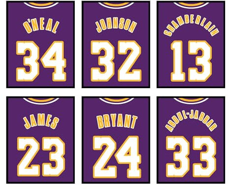 TnT Prints TMO2 Lakers Decor, Lakers Wall Decor, Los Angeles Lakers Dekorationen, Lakers Poster, Los Angeles Lakers Poster, Lakers Wall Art, Lakers Room Decor for Men Unframed Set of 6 (20,3 x 25,4