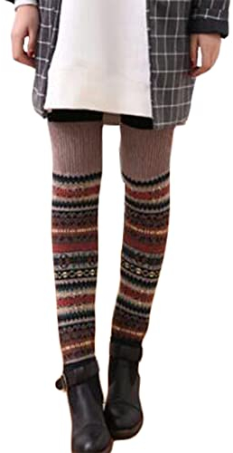 SimidunEUR 1 Paar Weiche Stulpen Damen Lange Winter Beinstulpen Gestrickt Verdicken Beinstulpen Böhmen,Khaki