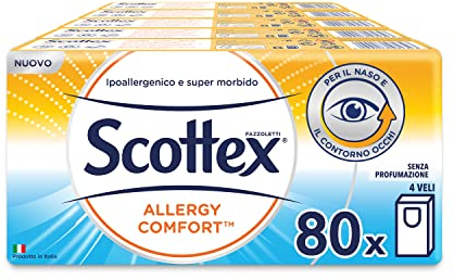 Scottex Pocket Allergy, paquete de 80 paquetes de pañuelos (8 x 10)