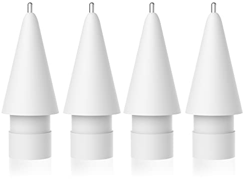 Upgraded Replacement Tips, Slim Tip Non-Wear Precise Control Compatible with Apple Pencil 1st Gen and 2nd Gen/iPad Pro Pencil, 4 Pack, White