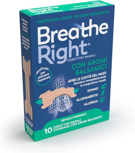 Breathe Right Cerotti Nasali con Aromi Balsamici misura Standard, 10 cerotti