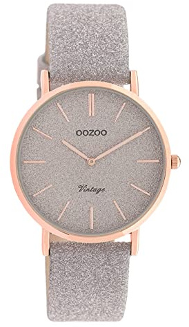 Oozoo Damen Armbanduhr grau Analog C20202 Vintage Series Lederarmband UOC20202 Analoguhr