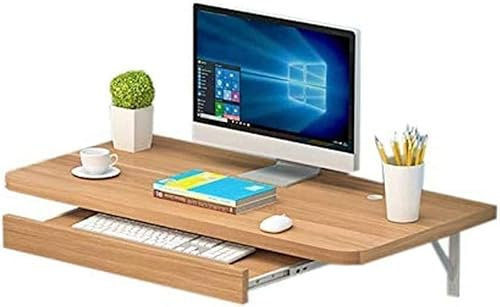 REJOON Folding Wall-Mounted Table Solid Wood Wall Table Foldable Computer Desk Learning Table Wall-Mounted Folding Table Study Desk with Keyboard Stand