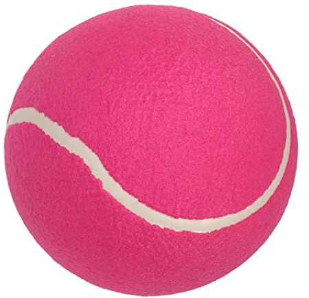 Srliya 8-Zoll-Jumbo-Tennisball Tragbarer Aufblasbarer Gummikern-Plüsch-Filz-Jumbo-Big-Tennisball für Kinder und Haustiere(Rosa)