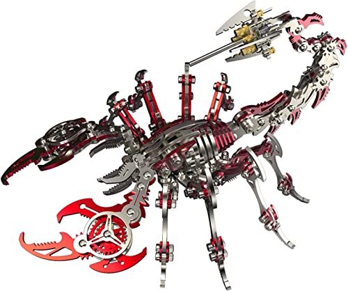 UpGLeuch 3D Skorpion Metall Puzzle Bunte Modell Kit,DIY 3D Puzzle Metall Erwachsene Skorpion mit Werkzeugsatz,Rot Metall 3D Puzzle Modellbausatz Desktop Spielzeug Geschenke