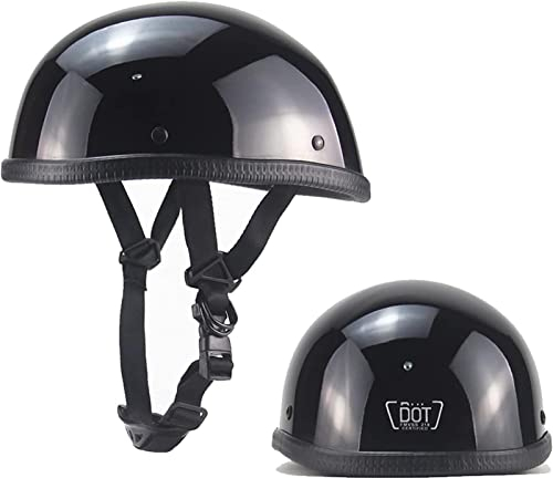 Halbschalenhelm Mit ECE Jethelm Retro Schnellverschluss-Schnalle Motorrad-Helm Brain-Cap Halbschale Vintage Roller Helm Moped Halbschale Scooter-Helm Für Cruiser Chopper 1,L