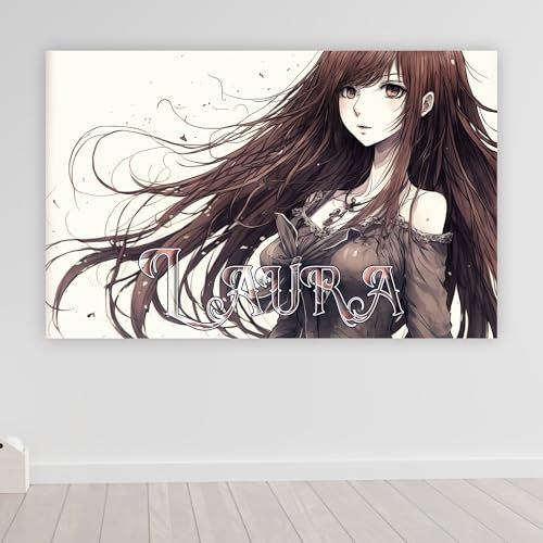 timalo® Poster Anime mit Namen personalisiert | Coole Gaming Wanddeko mit Gamer Bild für die Wand | Deko Poster XXL Wandbild | Manga Frau | Motiv 65