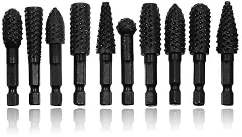 Utensili per la lavorazione del legno Utensili da taglio 10pcs Rotary Burr Legno Raspa Lime Set per la lavorazione del legno con 1/4 di pollice Hex Shank Utensili elettrici per incisione rettifica