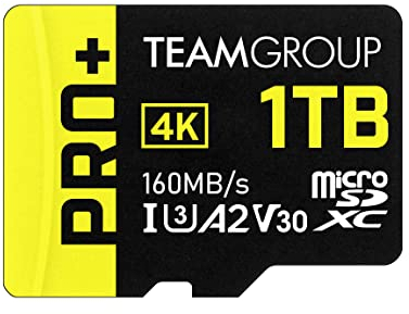 TEAMGROUP Carte Micro SDXC UHS-I U3 A2 V30, R/W jusqu'à 160/110 Mo/s pour Nintendo Switch, Steam Deck, appareils de Jeu, tablettes, Smartphones, Prise de Vue 4K, avec Adaptateur TPPMSDX1TIA2V3003