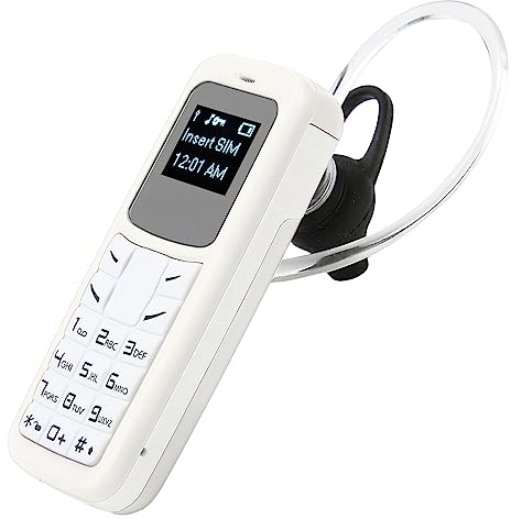 Mini Teléfono Celular, Auricular Bluetooth de 0,66 Pulgadas, Marcador de Auricular Bluetooth Desbloqueado con Soporte para Gancho para la Oreja, Tarjeta SIM, Teléfono Móvil