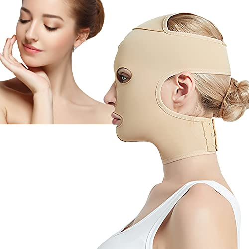 Face Lifting Tape, Polyurethanfaser Full-Face-Lift-Gurt Straffe Haut Gesicht Straffen Gesichtsstraffung Band Face Tape Lifting Gesicht Hautfarbe für den Täglichen Gebrauch(M)