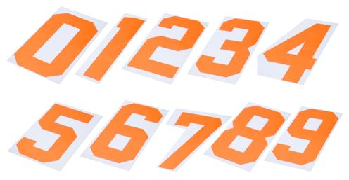 sourcing map 10 Pcs Iron on Numbers, 8 Inch T Shirt Heat Transfer 0~9 Number Patches Iron on Numbers for Jersey Clothing Team Uniform Sports T Shirt Football Basketball Baseball (Orange)