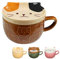Tasse en céramique pour chat, jolie tasse en céramique avec couvercle, tasse amusante, tasse à café ou à thé pour les amoureux des chats, cadeau pour femmes, amis, enfants, Noël, anniversaire(marron)