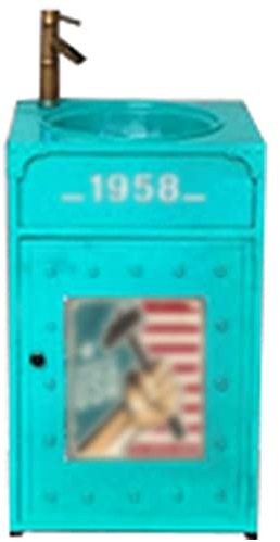 GLETSF Waschtischunterschrank im Industrie-Stil mit Waschbecken, moderner Waschbeckenschrank mit Wasserhahn und Abfluss, freistehender Badezimmerschrank, 49,9 x 41,9 x 80 cm, Orange (Blau)