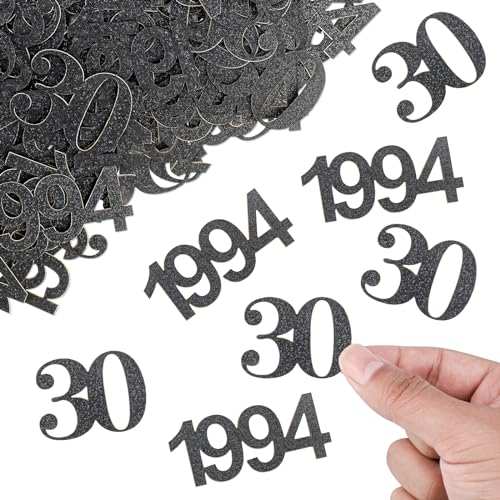 ALEGRE® Streudeko 30 Geburtstag Deko Groß 3,4-5cm, 100 Stück Deko 30 Geburtstag Frau Mann Schwarz, Konfetti 30. Geburtstag Deko, Tischdeko 30 Geburtstag Frauen Männer,Geburtstagsdeko 30 Luftschlangen