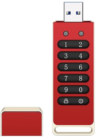 SIUKE Encrypted USB Drive Secure USB Flash Drive 32GB / 64GB / 128GB / 256GB AES256-bit USB 3.0 Hardware Password Memory Stick Automatic Lock for Protection Aluminum Alloy Shell with Encryption, Red