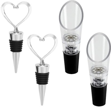 2 versatori per bottiglie, 2 tappi per vino, decanter per vino rosso, dispenser per vino, aiuto per versare vino, dekanter, accessori per versare vino rosso.