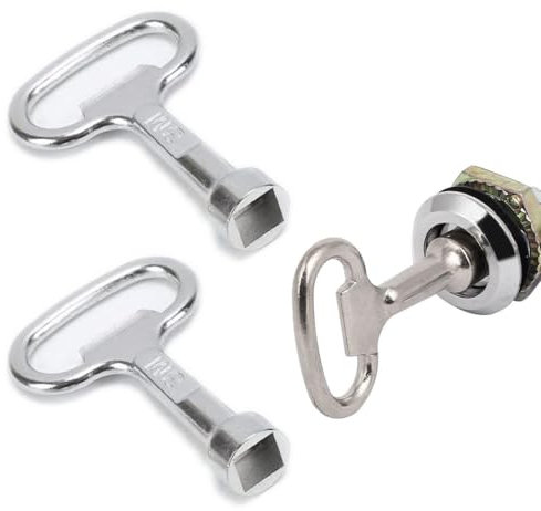 QEDBOJE 2 Piezas Llave Cuadrada, Llave de Ventilación, Llave de Radiador, Llave de Purga para Caja de Contador de Gas y Agua (8 mm) (Plata)