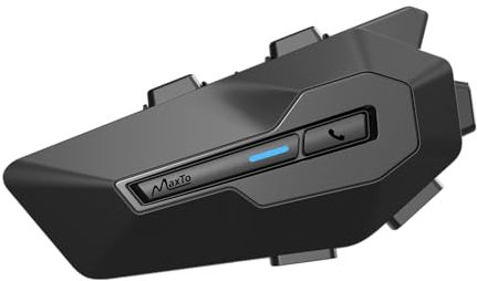 MAXTO Motorrad kommunikationssystem, MX2 2-Fahrer 1000M Helm Headset Bluetooth Motorrad mit Musikfreigabe, HiFi-Stereosound/FM-Radio/IPX6, Motorradhelm-Lautsprecher-Intercom-Headset (1 Pack)