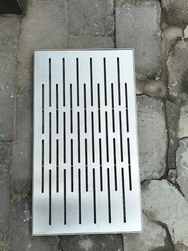 MJMLUCK Robustes Fallgitter, 20'' 27'' 16'' 14'' 12'' 10'' 8'' Metall-Abflussrinnenabdeckung für Fallrohr/Garage/Gehwege/Terrasse, Hofkanal-Abfluss mit Rahmen (50 x 50 x 3 cm) (50 x 25 x 3 cm)