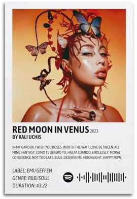 Kali Uchis Roter Mond in Venus, Album-Kunst-Dekoration, Wandposter, Wohnzimmer-Poster, 30 x 45 cm, ungerahmt, Stil 1