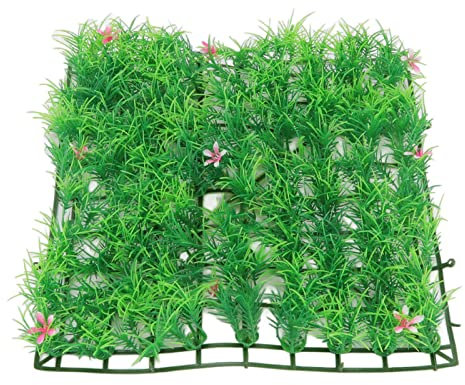 Aladeno Tapis de Gazon synthétique pour Aquarium - Gazon Artificiel en Plastique - Belle décoration Polyvalente pour Aquarium d'eau salée et d'eau Douce - 24,9 x 24,9 cm