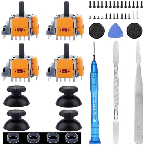 Paquete de 4 joysticks de repuesto para controlador DualSense para PS5, sensor analógico 3D, joystick de rueda de joystick de repuesto para controlador de PlayStation 5