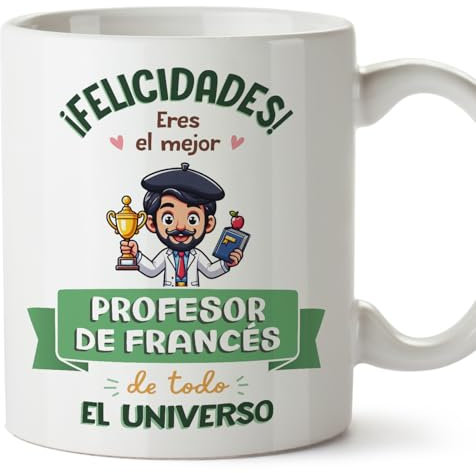 MUGFFINS Tazas para PROFESOR DE FRANCÉS hombre - En Español - Mejor Universo Trofeo - 11 oz / 330 ml - Regalo original y divertido