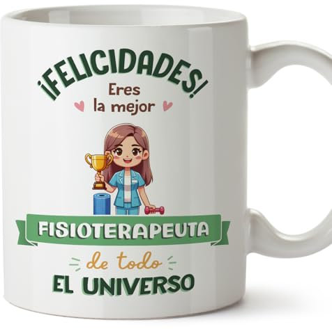 MUGFFINS Tazas para FISIOTERAPEUTA mujer - En Español - Mejor Universo Trofeo - 11 oz / 330 ml - Regalo original y divertido