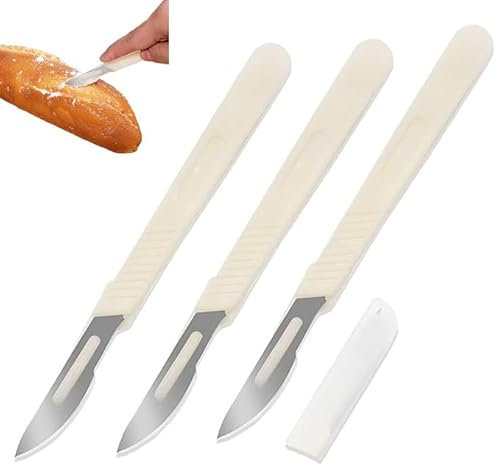 Luxiremi 3 Pcs Bread Lame,Bread Tools Portable Sourdough Bread Lame Dough Scoring Tool Bread Cutter with Graduated Ruler Cake Cutting Tools Sharp Tools for Bread Making (6.06in×0.55in)