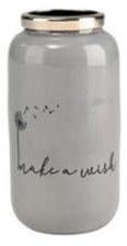 Gift Company Saigon, Vase mit Metallring, XXS(H12cm), Motiv: Make a Wish, Flannel/Silber, 6x12x6cm