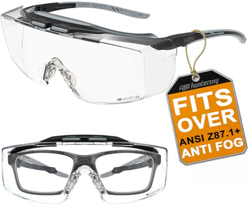 HTS HUNTERSKY Schutzbrille Überbrille für Brillenträger Anti-Beschlag Arbeitsschutzbrille Sicherheitsbrille Augenschutz ANSI Z87.1