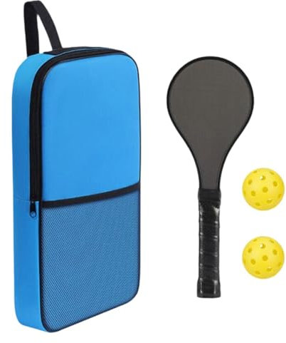 perfk Raceta de Remo de Pickleball de Entrenamiento de Punto, Bolso Azul de Agarre Negro