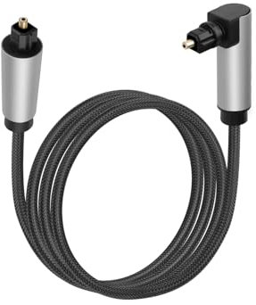 GELRHONR Câble audio optique à 90 degrés, câble optique Toslink à, cordon à fibre optique numérique pour barre de son, télévision, console de jeux (2M/6.56FT)