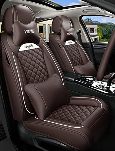 JoyRozTek Autositzbezüge Für Skoda Karoq 2018-2027 | PU Leder Komplettset Auto-Schonbezüge, Airbag-freundlich, Autositzbezug Set& Kopfstützenbezügen