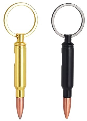 2 Stück Jäger Geschenke, Schlüsselanhänger Patrone mit Flaschenöffner Bieröffner, Tragbare Bieröffner aus Metall, Jäger Geschenke für Männer, Bullet Bottle Opener Größe 12 mm