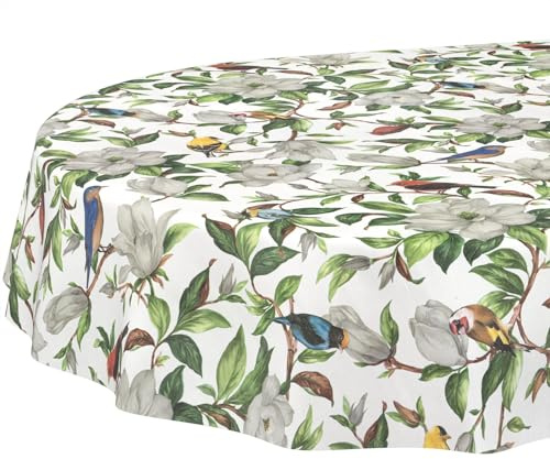 Wachstuchtischdecke Tischdecke abwaschbar Wachstischdecke pflegeleicht wasserabweisend Lotuseffekt Gartentischdecke Kalibri Oval 180 x 140 cm Schnittkante