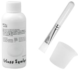 BOOWAN NICOLE Acryl-Glanzversiegelung/Lack, geruchlos, lebensmittelecht, hitzebeständig, farbecht, wasserfester Lack für Beton, Gips, Handwerk, Kerzengläser, Ton, inklusive Pinsel und SIL (ST53)