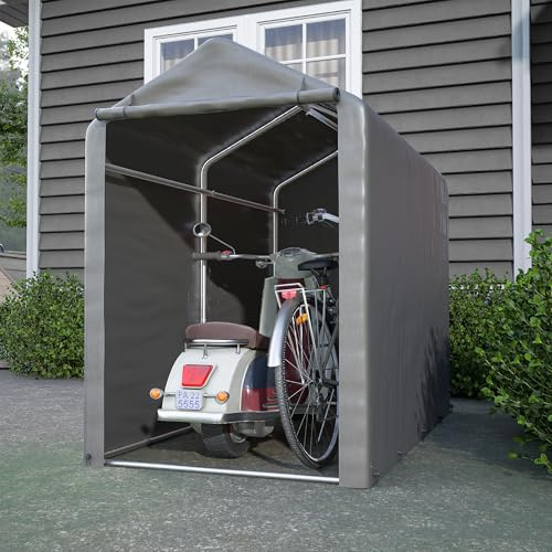 Abri de Jardin de Stockage imperméable abri Moto Porte Enroulable Fermeture éclair, Garage pour vélo et Outils Rangement et Stockage abri vélo, Rangement et Stockage, 100x187x160 cm (100x187x160 cm)