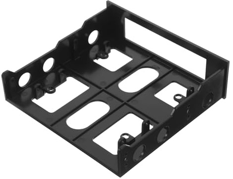 BUTIFULSIC 5.25 to 3.5 Inch HDD Mounting Bracket Adapter Plastic Black | Shock-absorbing drive bay converter for PC expansion and upgrades, hollow design for airflow, easy install for computer cases