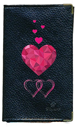Syl'la Fantaisie Amour Rose Porte Carte Grise et Papier Voiture en Cuir pour Femme Noir