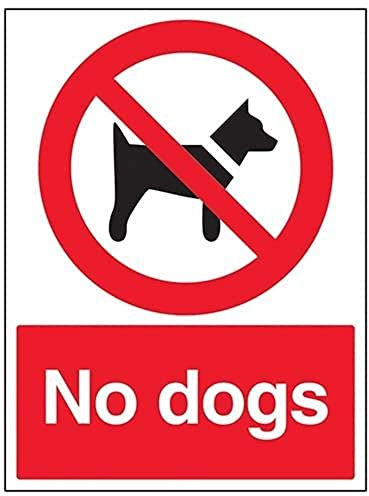 V Safety 54009BC-R No Dogs Prohibition Sign - Portrait - 300mm x 400mm - 1mm Rigid Plastic