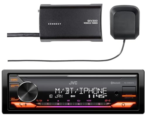 JVC - Reproductor de CD para coche con radio USB AUX – Combo con SiriusXM SXV300v1 satélite y sintonizador de vehículo